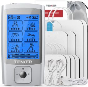 TENKER EMS TENS Unit Muscle Stimulator, 24 Modes Dual Channel Electronic Pulse Massager for Pain Relief/Management & Muscle Strength Rechargeable TENS