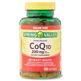 Spring Valley CoQ10 Rapid Release Softgels;  200mg;  150 Count