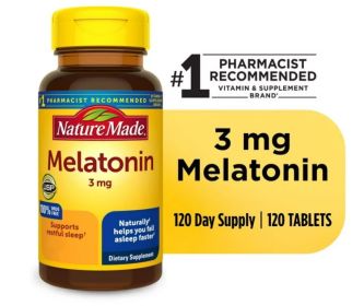 Nature Made Melatonin 3 mg Tablets, 100% Drug Free Sleep Aid for Adults, 120 Count