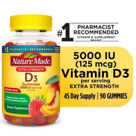 Nature Made Extra Strength Vitamin D3 5000 IU (125 mcg) Gummies;  90 Count
