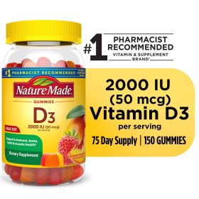 Nature Made Vitamin D3 2000 IU (50 mcg) Per Serving Gummies;  150 Count