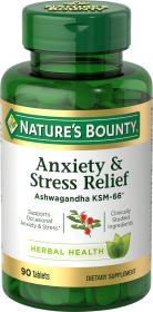 Nature's Bounty Anxiety & Stress Relief Ashwagandha KSM-66 Tablets;  90 Count