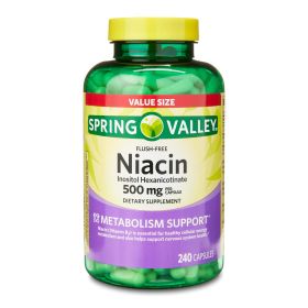 Spring Valley Niacin Supplement;  500 mg;  240 Count
