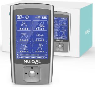 NURSAL TENS EMS Unit;  Electric Muscle Stimulator Machine for Back Pain Relief Therapy & Management;  24 Modes 8 Replacement Electrode Pads