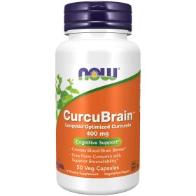 NOW Supplements, CurcuBrain‚Ñ¢ 400 mg with Longvida¬Æ Optimized Curcumin, 50 Veg Capsules