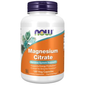 NOW Supplements, Magnesium Citrate, Enzyme Function*, Nervous System Support*, 120 Veg Capsules