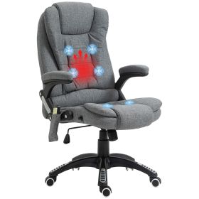 Vinsetto 6 Point Vibration Massage Office Chair with Heat, High Back Executive Office Chair with Padded Armrests, Linen Reclining Computer Chair, Deep
