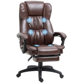 Vinsetto High Back Massage Office Chair with 6-Point Vibration, 5 Modes, Executive Chair, PU Leather Swivel Chair with Reclining Back, and Retractable