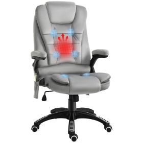 Vinsetto 6 Point Vibration Massage Office Chair with Heat, High Back Executive Office Chair with Padded Armrests, Velvet Reclining Computer Chair, Gra