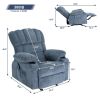 Vanbow.Recliner Chair Massage Heating sofa with USB and side pocket 2 Cup Holders (Blue)