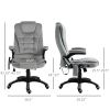 Vinsetto 6 Point Vibration Massage Office Chair with Heat, High Back Executive Office Chair with Padded Armrests, Velvet Reclining Computer Chair, Gra