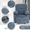 Vanbow.Recliner Chair Massage Heating sofa with USB and side pocket 2 Cup Holders (Blue)