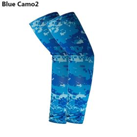 2pcs Arm Sleeves; Sports Sun UV Protection Hand Cover Cooling Warmer For Running Fishing Cycling (Color: Blue Camo 2)