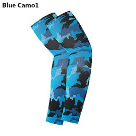 2pcs Arm Sleeves; Sports Sun UV Protection Hand Cover Cooling Warmer For Running Fishing Cycling (Color: Blue Camo1)
