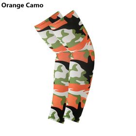 2pcs Arm Sleeves; Sports Sun UV Protection Hand Cover Cooling Warmer For Running Fishing Cycling (Color: Orange Camo)