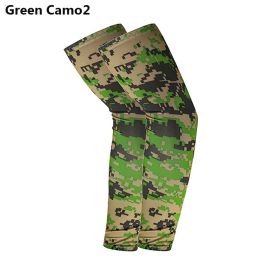 2pcs Arm Sleeves; Sports Sun UV Protection Hand Cover Cooling Warmer For Running Fishing Cycling (Color: Green Camo 2)