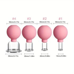 Vacuum Cupping Glass Jar Cellulite Massager For Face Acupuncture Hijama Suction Cup Reduce Puffiness Health Care Face Sucker (Color: Pink)