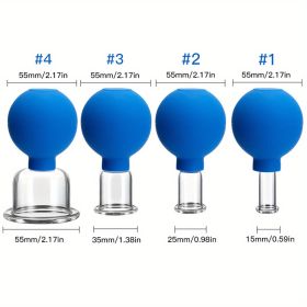 Vacuum Cupping Glass Jar Cellulite Massager For Face Acupuncture Hijama Suction Cup Reduce Puffiness Health Care Face Sucker (Color: Blue)