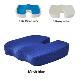 Gel Memory Foam U-shaped Seat Cushion Massage Car Office Chair for Long Sitting Coccyx Back Tailbone Pain Relief Gel Cushion Pad (Specification: B Memory cotto, Color: Mesh blue)