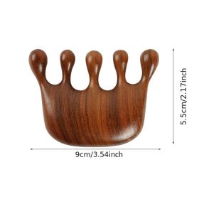 1pc Meridian Massage Comb Sandalwood Wooden 5 Tooth Point Acupuncture Head Massage Therapy Blood Circulation Anti-static Smooth Hair (Color: Style 5)