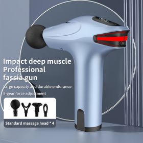 1pc Retinal Gun Deep Muscle Massage Relax Outdoor Fitness Equipment Shock Full Body Massager Electric Massage Gun (Color: Sky Gray)