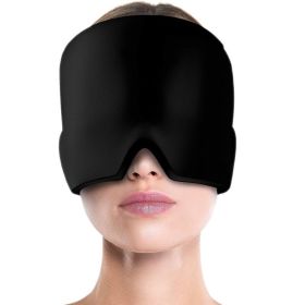 Gel Cold Headache Ice Cap Migraine Relief Cap Stress Relax Pain Head Hot Cold Therapy Cold Pack Eye Mask Ice Hat Massage Tool (Color: Black-Single, Ships From: China)