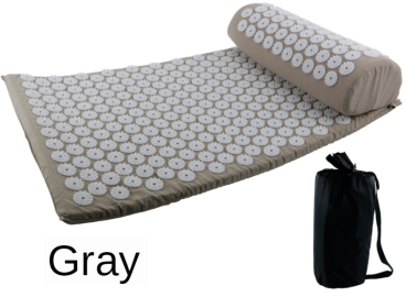 Yoga Massage Mat Acupressure Relieve Stress Back Cushion Massage Yoga Mat Back Pain Relief Needle Pad With Pillow (Color: Grey, Ships From: China)