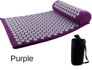 Yoga Massage Mat Acupressure Relieve Stress Back Cushion Massage Yoga Mat Back Pain Relief Needle Pad With Pillow (Color: Purple, Ships From: China)