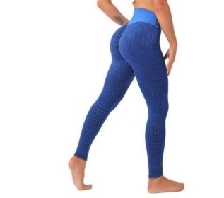 High Waist Workout Seamless Leggings Yoga Pants (Color: Blue, size: M)