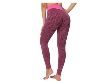 High Waist Workout Seamless Leggings Yoga Pants (Color: Rose, size: L)