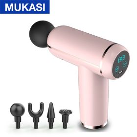 MUKASI LCD Display Massage Gun Portable Percussion Pistol Massager For Body Neck Deep Tissue Muscle Relaxation Gout Pain Relief (Color: Pink LCD With Bag)