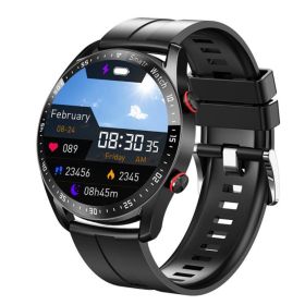 New ECG+PPG Bluetooth Call Smart Watch Men Smart Clock Sports Fitness Tracker Smartwatch For Android IOS PK I9 Smart Watch (Color: Black silicone belt, size: As shown)