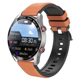 New ECG+PPG Bluetooth Call Smart Watch Men Smart Clock Sports Fitness Tracker Smartwatch For Android IOS PK I9 Smart Watch (Color: Brown leather belt, size: As shown)