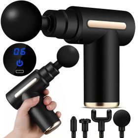 1pc Massage Gun, Deep Tissue Muscle Handheld Percussion Massager For Body, Back And Neck Pain, Ultra Compact Elegant Design, Powered By High Torque, F (Color: Black)