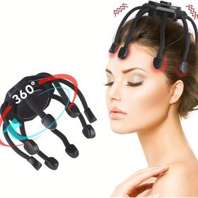 Cordless Electric Scalp Massager - 360 Degree Head Massage with 8 Frequency Contacts and 3 Modes - Relax and Stress Relief for Hair and Scalp (Color: Black)