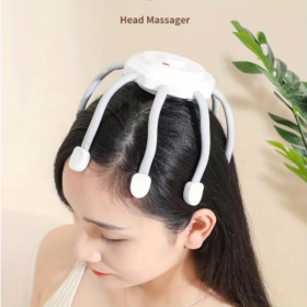 Cordless Electric Scalp Massager - 360 Degree Head Massage with 8 Frequency Contacts and 3 Modes - Relax and Stress Relief for Hair and Scalp (Color: White)
