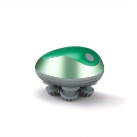 Waterproof Pet Massager with USB Charging and 4 Silicone Heads for Decompression and Scalp Massage (Color: Green)
