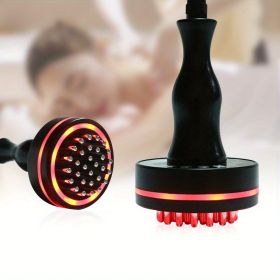 Meridian Brush, LED Red Light Heating Scraping Device Body Brush, Vibration Body Massager Scrub Brush - Black (Color: Black)