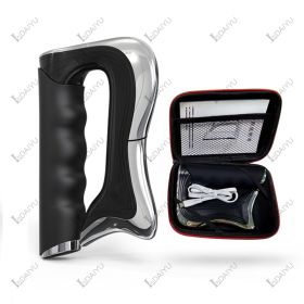 LINDAIYU Barberology Massager Cordless Electric Fascia Gun Body Vibration Head Exercising Fitness Relaxation Handheld USB Charge (Color: Black Massage Knife, Ships From: China)