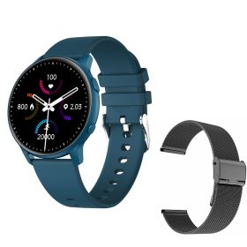 MX1 smart watch custom dial heart rate blood oxygen detection multi sport mode ring ZL02Dplus (colour: Blue glue+black steel)
