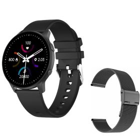 MX1 smart watch custom dial heart rate blood oxygen detection multi sport mode ring ZL02Dplus (colour: Black glue+black steel)