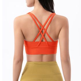 Nylon Top Women Bra Sexy Top Woman Breathable Underwear Women Fitness Yoga Sports Bra For Women Gym 22 Colors (Color: Orange, size: L)