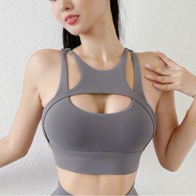 New Sexy Women's Sports Bra Top Women Tight Elastic Gym Sport Yoga Bras Bralette Crop Top Chest Pad Removable 13 Colors (Color: Titanium Gray, size: S)