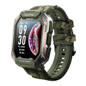 Military Smart Watch For Men; All-New 1.71'' Tactical Smartwatch For Android Phones And IPhone Compatible; 5ATM Fitness Tracker With Blood Pressure; H (Color: Camouflage green)
