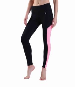 Women's Yoga Pants Power Stretch Workout Leggings Waist Tummy Control (Color: Pink, size: 12)