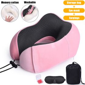 U Shaped Memory Foam Neck Pillows Soft Slow Rebound Space Travel Pillow Massage Sleeping Airplane Pillow Neck Cervical Bedding (Color: Upgrade B Pink, Ships From: China)