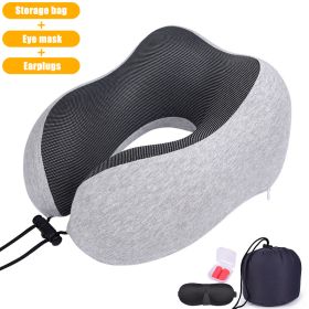 U Shaped Memory Foam Neck Pillows Soft Slow Rebound Space Travel Pillow Massage Sleeping Airplane Pillow Neck Cervical Bedding (Color: Upgrade A  Grey, Ships From: China)