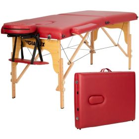 Portable Adjustable Facial Spa Bed with Carry Case (Color: Red)