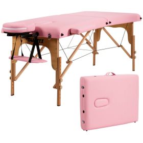 Portable Adjustable Facial Spa Bed with Carry Case (Color: Pink)