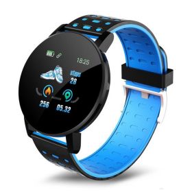 119 Plus Heart Rate Blood Pressure Sports Fitness Smart Watch (Color: Blue)